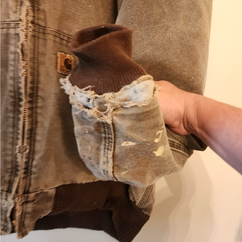 Vtg y2k Carhartt Thermal-Lines Hooded Active Jacket Chestnut J25 CHT Men’s 2XLT - Picture 6 of 12
